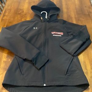 Black Under Armour Hooded Full Zip Jacket w/ YSU Soccer Logo (M)